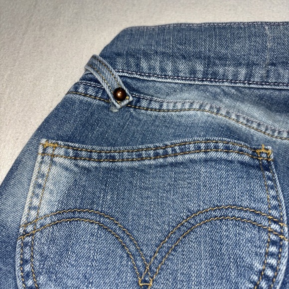 Levis Blue Distressed Low Rise Flare Leg Denim Jeans Pants Y2K Sz 9M JR VTG - Picture 9 of 9